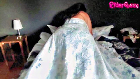 Amateur BBW in white dress bent over doggy style on bed