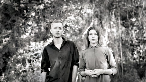 Olli and Ivan's naughty desires: couple in forest, black and white tease