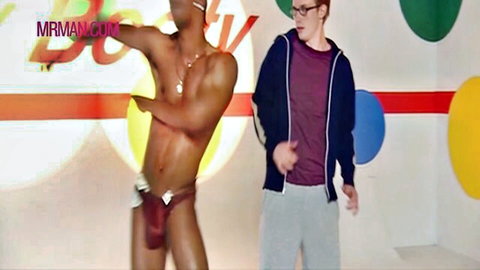 Sean Paul Lockhart muscular Black man in red thong posing