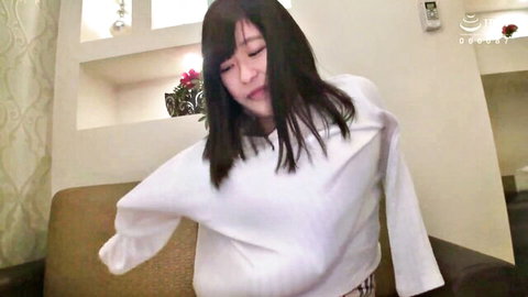 Suzu (21) wild Japanese slut in oversized sweater exposing perky tits