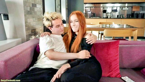 Venera Murkovski redhead nympho girlfriend cuddling boyfriend in black dress