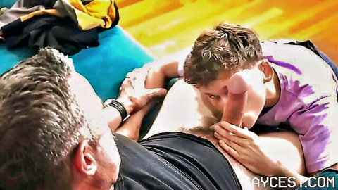 Older daddy receives intense blowjob from young twink in gay oral scene