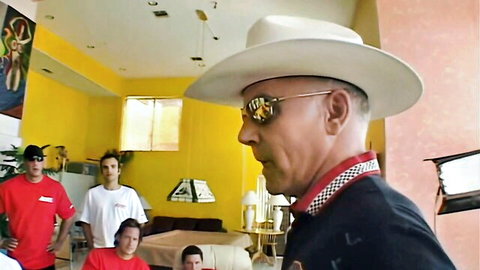 Katja Kassin gangbang scene with cowboy-hatted man and group of men