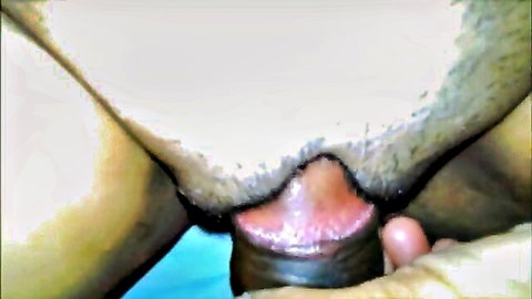 Thick dark cock penetrating tight wet pink pussy closeup