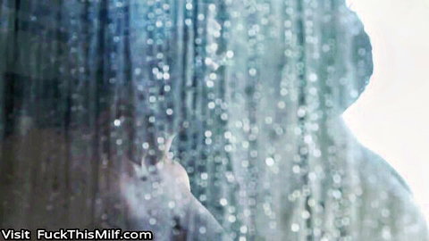 Ashlyn Peaks wet silhouette in steamy shower, curvy figure