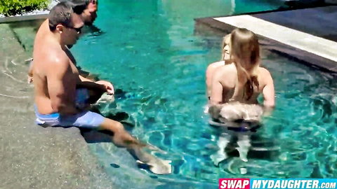 Katie Kush topless in pool with studs, hot teen swap sex scene