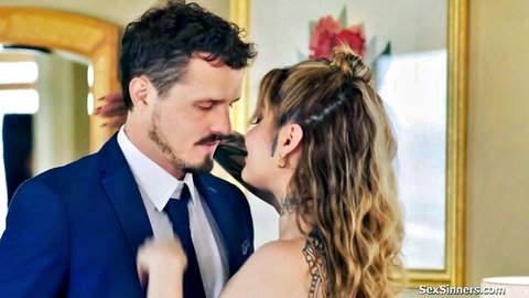 Vanessa Vega in intimate cheating scene with blindfolded hubby nearby, SexSinners