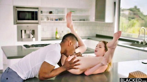 Angel Smalls petite blonde fucked by BBC in intense interracial sex
