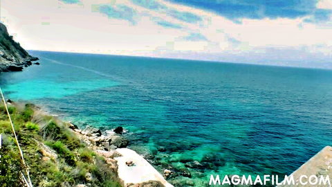Scenic turquoise sea cliffs for MagmaFilm German couple rough cumshot video