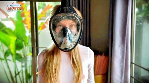 Bunny Rabbits as Russian blonde in snorkel mask, begging stepbrother in white top
