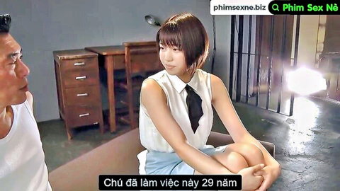 Young Asian schoolgirl in uniform seducing older man in JAV scene