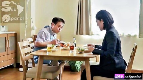 Noa Amano as jealous stepdaughter seduces stepdad at dinner in JAV