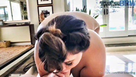 Asian BBW nude on all fours during sensual massage session