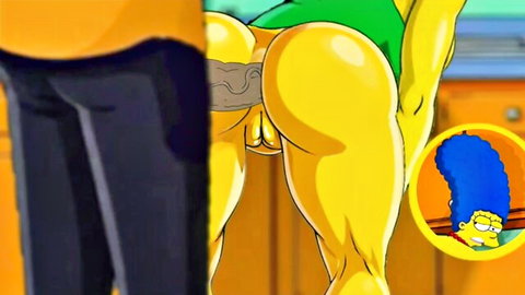 Marge Simpson bent over getting anal fucked in Simpsons 2D animation