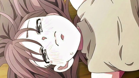 Hentai girl with teary ahegao eyes, blushing cheeks, and parted moaning lips in ecstasy