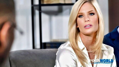 Blonde Candee Licious in white blouse tempts BBC doctor
