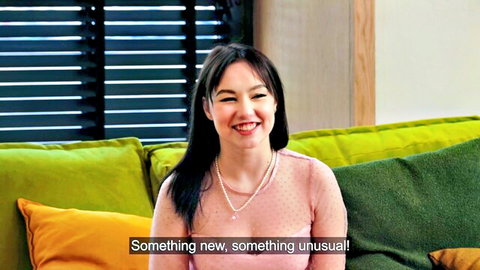 Rita Hytropop smiling in pink polka-dot top, defloration preview