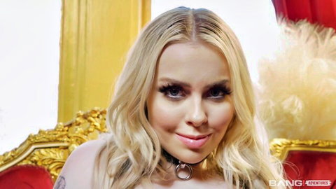 Haley Spades blonde beauty in choker pose for gangbang preview