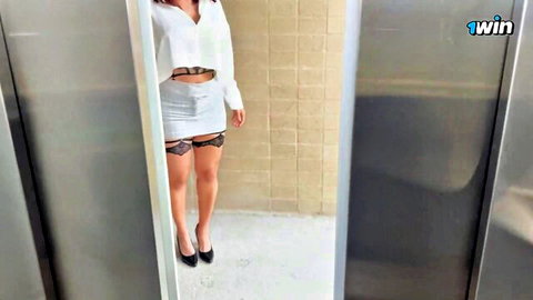 Abella Olsen petite Latina secretary in lingerie bending over showing big ass