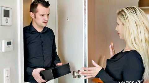 Hete Tina in sexy pink lingerie straddling and stroking naked man's cock - MariskaX
