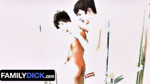 Twink guys sharing bathroom for steamy gay anal sex