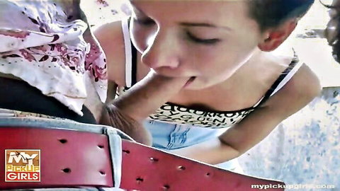 Ponytailed Russian teen deepthroats stranger's cock in pickup scene