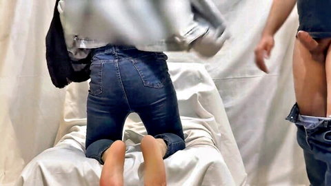 Khalesexii Muslim beauty in jeans pulled down takes two cocks in first-time threesome