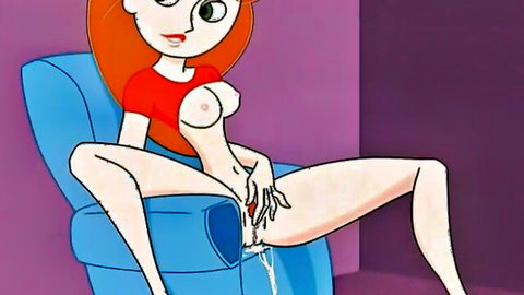 Kim Possible redhead cartoon teen masturbating nude solo