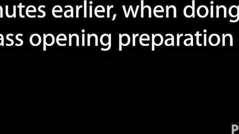 Text overlay showing 'ass opening preparation' 5 minutes earlier in anal prep scene