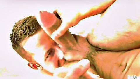 Peter Annaud giving Zac Dehaan a blowjob in intense gay oral scene