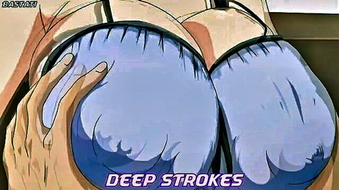 Anime girl with huge ass in blue lingerie gripped during deep strokes
