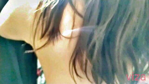 Blurry Thai girl in green dress, side view hair flow in mall sex vlog EP.2
