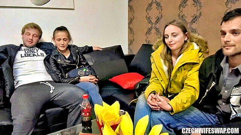 Lady Bug and young wives teasing in Czech wife swap group scene