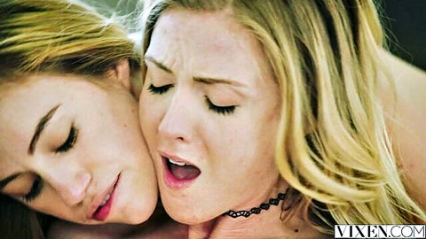 Karla Kush in steamy lesbian kiss with blonde in Vixen threesome