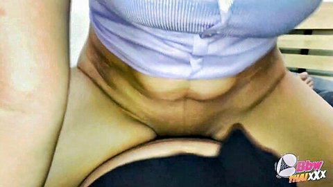 Big tits Asian MILF reverse cowgirl riding cock with shaved pussy spread wide