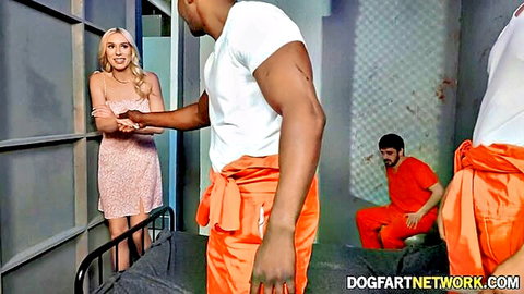 Kay Lovely in pink dress confronts black prison bully