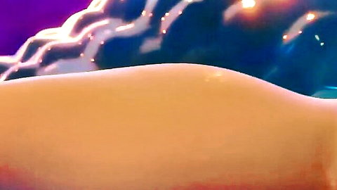 Stylized animated nude curvy ass of Mona in glowing purple waves, HMV thumbnail