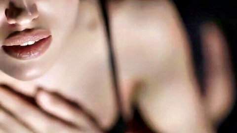 Irina Shayk sexy close-up, parted lips and black lingerie tease