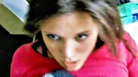 Little Caprice shy student oral fun close-up face