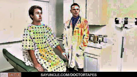 Gay twink patient in gown gets erection help from doctor