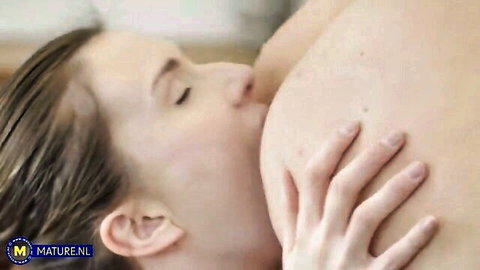 Aleya Sun sensually licking stepmom Luna's large breast
