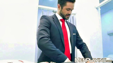 Mike De Marko in suit devours Kayden Gray's huge black dick, Men At Play gay scene