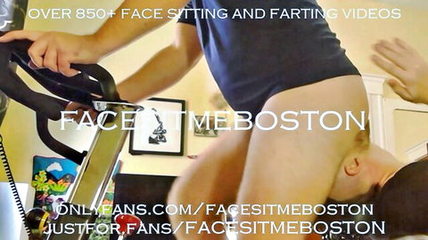 Facesitmeboston squats bare ass on man's face as bicycle seat in facesitting fart video