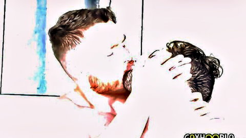 Canelo Ment kissing Milo Dawson's neck in passionate gay embrace