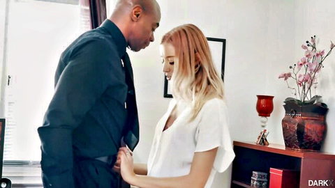 Haley Reed embraces black stud in seductive office moment