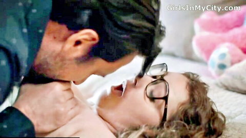 Glasses-wearing student chokes in intense professor seduction foreplay