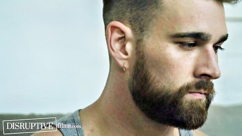 Handsome bearded man in tank top, relatives taboo scene at Love Trans Sex