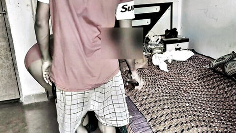 Step bro behind sister-in-law in doggy, teaching pussy worship
