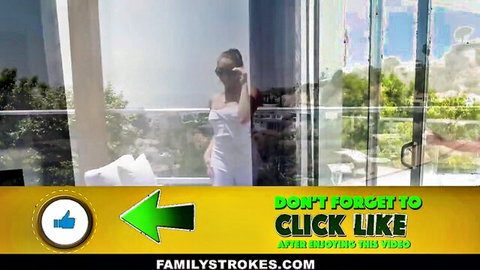 Christiana Cinn in sexy white dress by window, stepmom tease