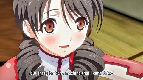 Cute anime girl with pigtails in red-trimmed uniform smiling confidently